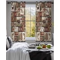 thumbnail image 3 of Country Patch Plaid Sheer Curtains 54 Inch Length 2 Panels Set for Living Room/Bedroom, Brown Farmhouse Retro Bear Deer Cabin Kitchen Curtains Grommet Semi-Sheer Curtains Window Treatments 42"x54"x2, 3 of 7