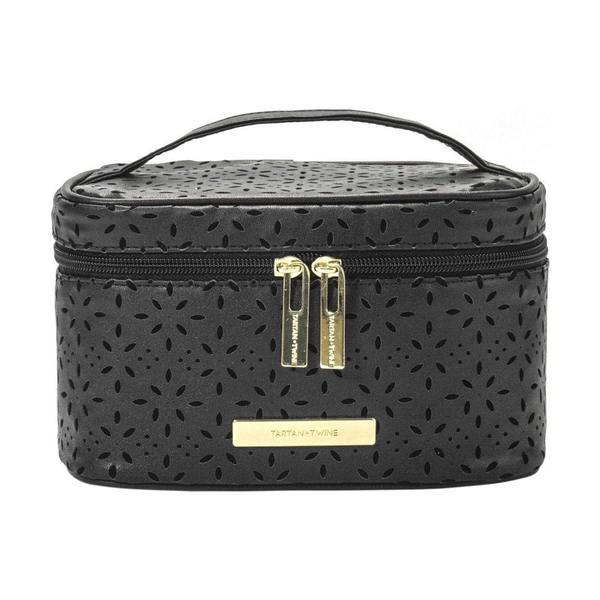 Tartan Twine 2 Piece Train Case Set Midnight Pierce Black Cosmetic Bag