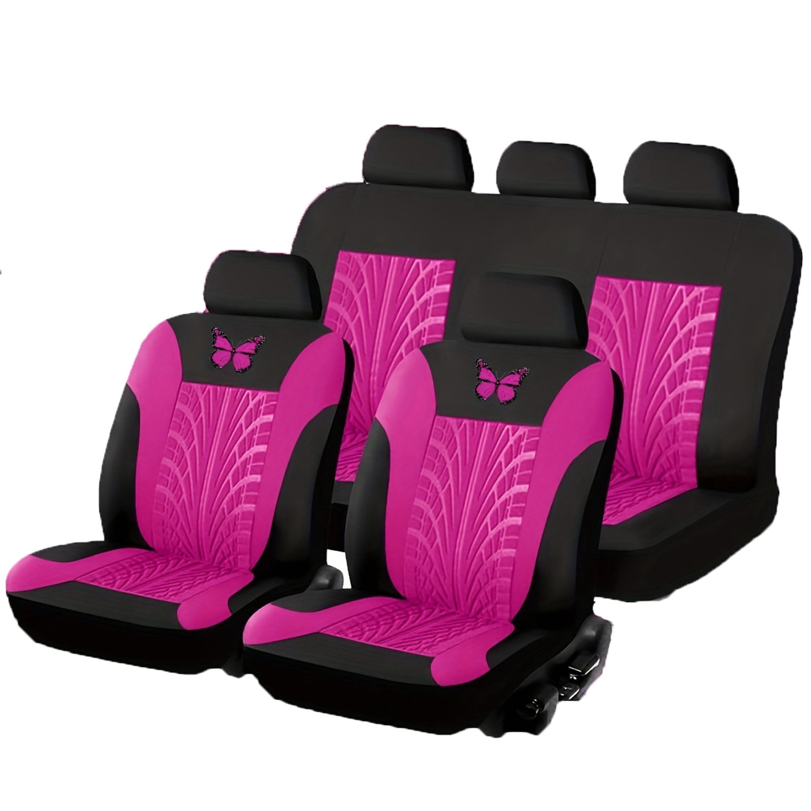 Universal Waterproof Car Seat Covers 9 Piece Set Fashion Embroidery Auto Protector Interior Accessories (5 Seat Covers + 4 Headrests)