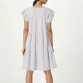 thumbnail image 3 of Summer Dresses for Women Sundress Sleeveless Ruffle Sleeve Round Neck Loose Short Flowy Pleated Mini Babydoll Dress, 3 of 4