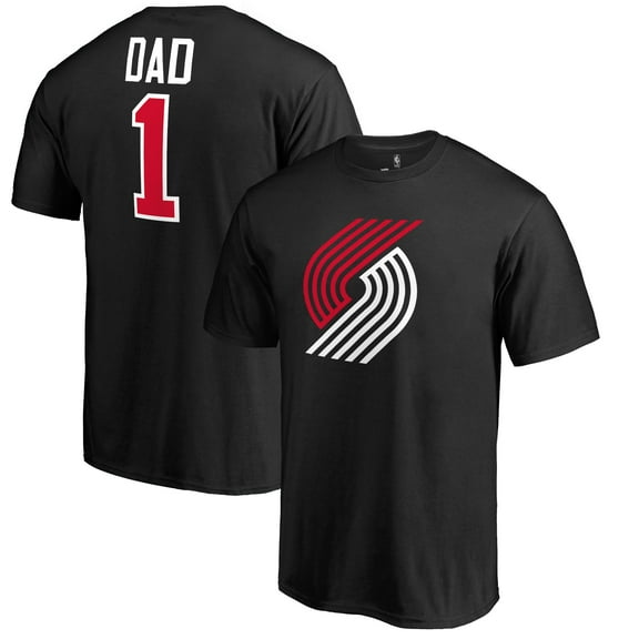 Men's Black Portland Trail Blazers #1 Dad T-Shirt
