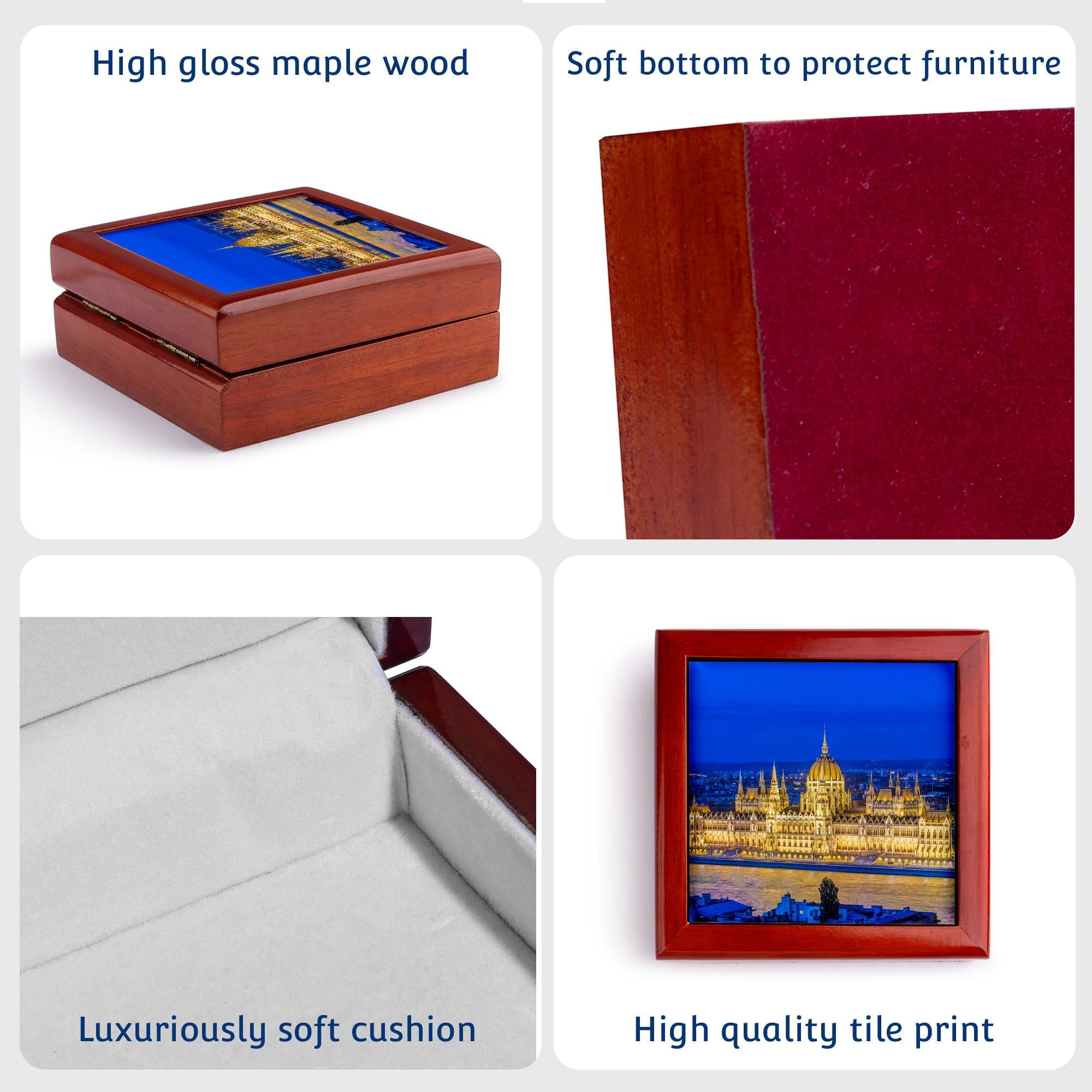 3dRose, Hungary, Budapest, Hungarian Parliament at Twilight., Jewelry Box 5.5x5.5 inch with 4 inch tile