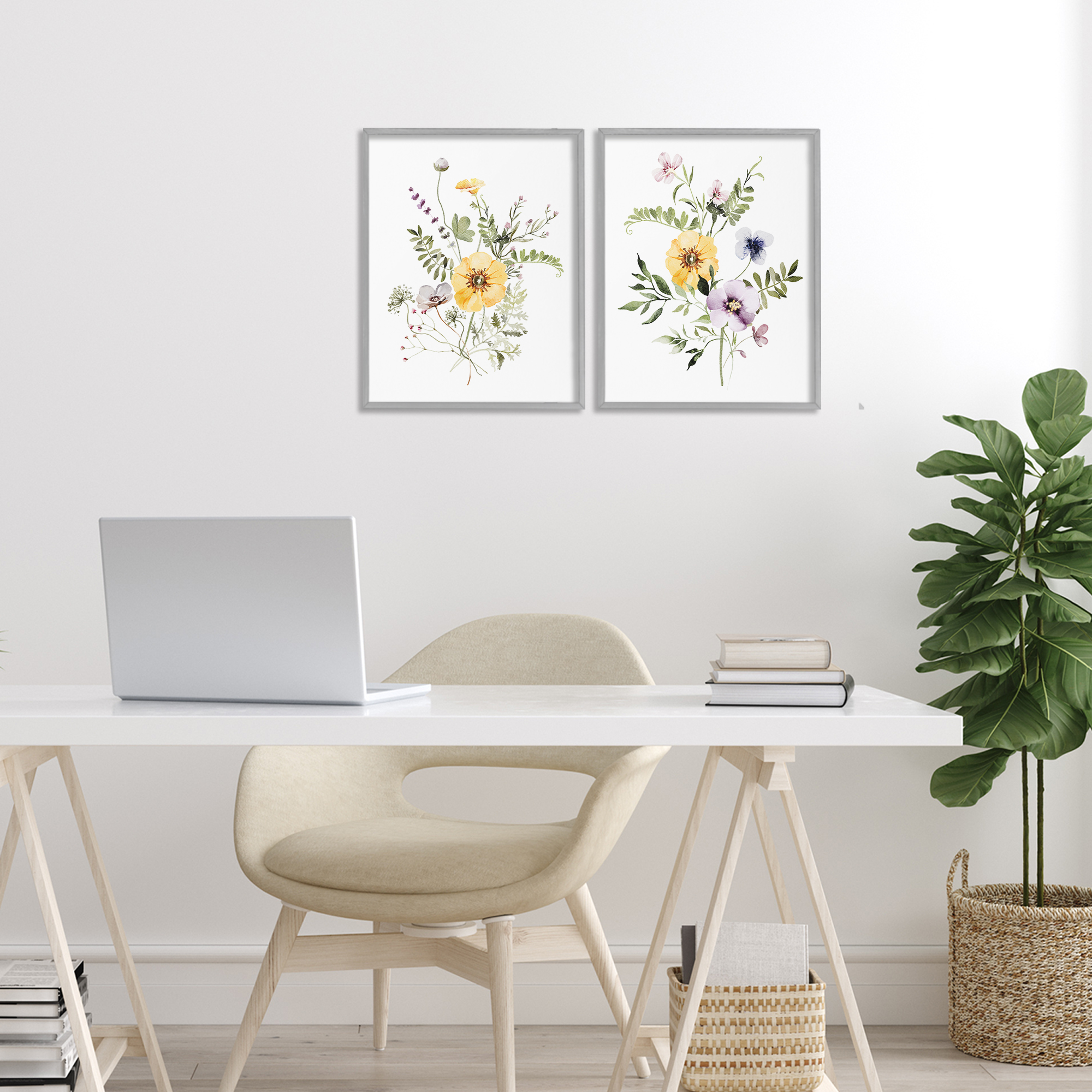 Bundles of Gardening Herbs 2 Piece Gray Framed Giclee Art Set, design by Lettered and Lined