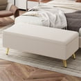 thumbnail image 2 of Modern Ottoman Bench With Storage, 38.4in Corduroy Footrest Stool With Legs, Tufted Upholstered End Of Bed Bench Ottoman For Living Room Entryway, 2 of 6
