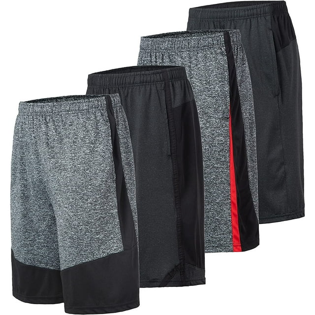 4 Pack: Men's Active Performance Athletic Basketball Gym Knit Shorts ...