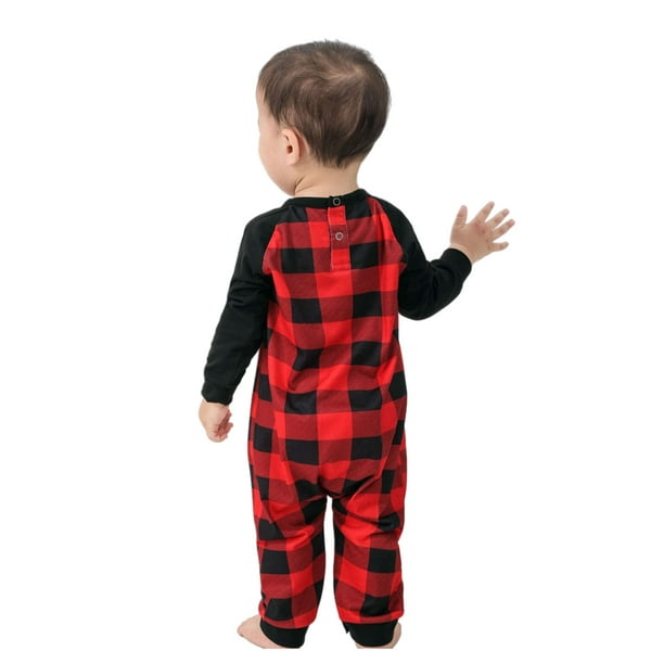 Sonducket Pijamas navideños a juego con la familia, ropa de salón navideña a cuadros, camisón de manga larga con cuello Pijama Bebé: 18-24M Sonducket AP004036-18