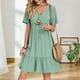 thumbnail image 3 of Vestido casual de verano con cuello en V y manga corta de Gchanao, verde claro, 3 of 3