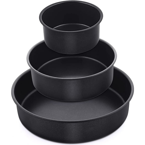 Walchoice Round Cake Pan set of 3, Non-stick Baking Pans for Home, Metal Cake Tin with Stainless Steel Core, Includes 4/6/8 in Pans