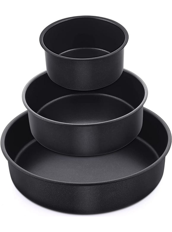 Walchoice Round Cake Pan set of 3, Non-stick Baking Pans for Home, Metal Cake Tin with Stainless Steel Core, Includes 4/6/8 in Pans