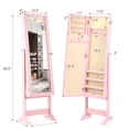 thumbnail image 3 of LIVIZA Mirrored Standing Jewelry Armoire Cabinet with Hooks & Storage Shelves, Full-Length Mirror Jewelry Organizer,Pink, 3 of 8