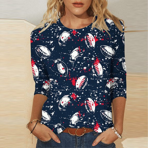 Football Game Day Shirts 3/4 Sleeve T Shirts for Women Pack Loose Shirts Summer Womens Plus Summer Work Tops for Women Plus Size Floral Tops for Women Plus Size orders placed by me