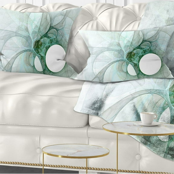 Designart White Fractal Angel Wings - Abstract Throw Pillow - 12x20