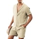 thumbnail image 2 of Conjunto De Manga Corta De Playa, Conjunto De Camisa De Lino De Algodón Camisas Informales con Botones Traje Informal para Hombres Artesanía Excepcional, 2 of 6