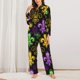 thumbnail image 2 of Balery Mardi Gras1 Conjunto de Pijama con Estampado para Mujer, Conjunto de Dos Piezas con Manga Larga, Ropa de Dormir Suave con Bolsillos, Pijamas Cómodos-X-Large, 2 of 6