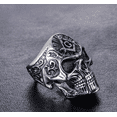 thumbnail image 6 of PikaLF Masonic Skull Rings for Men, Stainless Steel Freemason Skull Ring, Cool Vampire Skull Ring Halloween Biker, Gothic Demon Skull Head Ring, Vintage Punk Skull Jewelry Gift for Men, 6 of 7