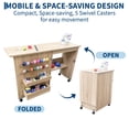 thumbnail image 5 of Sewing Table with Lockable Wheels, Folding Craft Station with Storage Shelves, Storage Trays, Pegs,Magnetic Locks,Multipurpose Sewing Machine Desk for Small Spaces, 5 of 8
