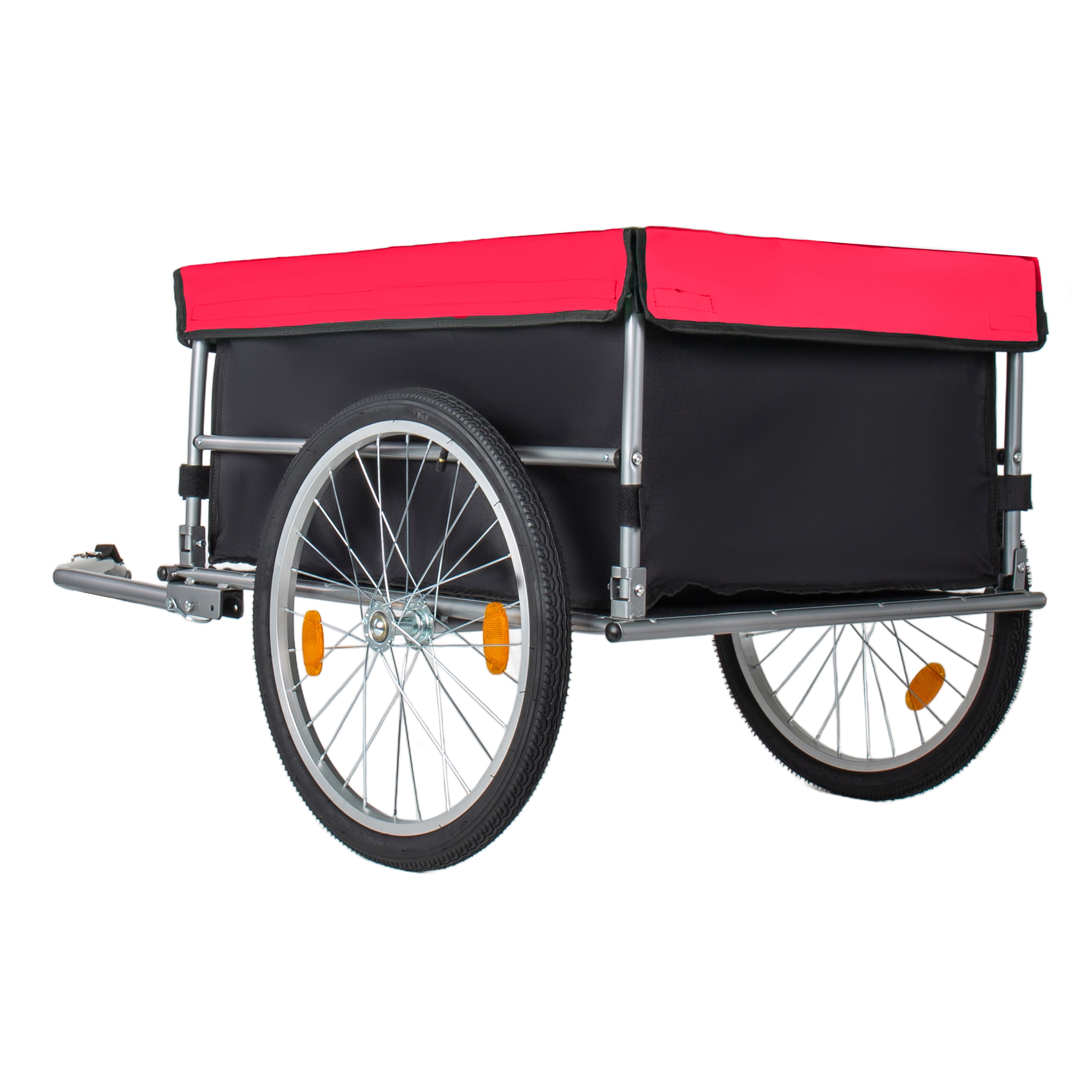 Foldable Bicycle Cargo Trailer, 20" Wheels, Removable Cover, Folding Frame Quick Release, 120LBS Capacity for Luggage, Tools, Groceries