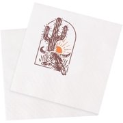 20pcs Western Desert Cowboy Bull Skull and Cactus Cocktail Napkins Party Beverage Bar Disposable Paper Napkins 5 x 5 (Western Desert) 5"x5"