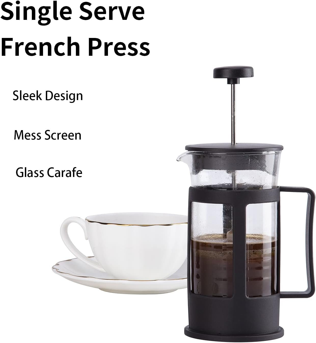French Press Coffee Pot - Bamboo - Walnut Wood - Glass - 2 Sizes