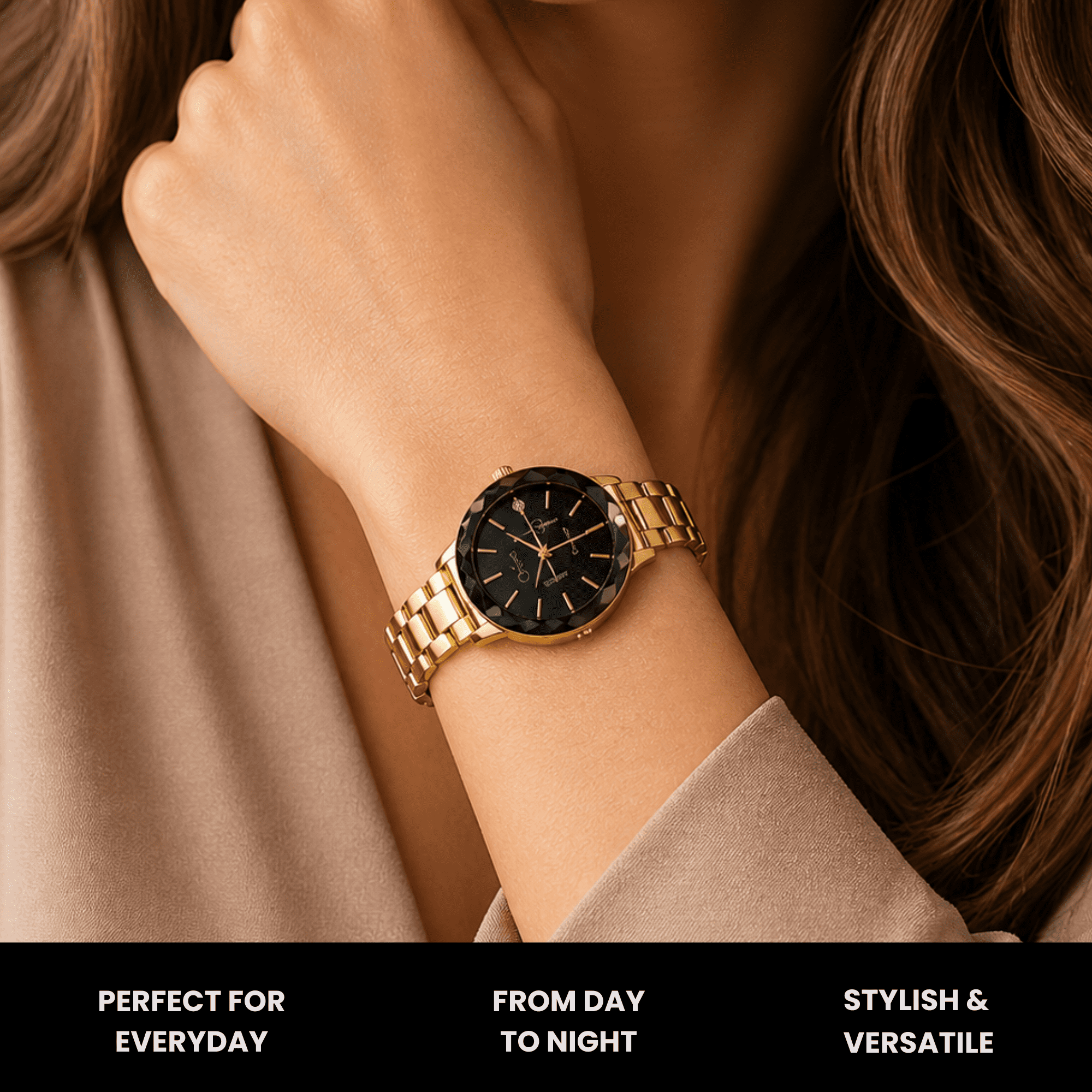 Jessica Simpson Diamond Collection Women Watch, Classic Quartz, Metal Band, Round Faceted Crystal Face, Elegant Dress Watch for Women