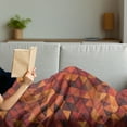 thumbnail image 3 of Orange Soft Flannel Fleece Throw Blanket, Abstract Vector Retro Pattern of Triangles Modern Art Inspired Illustration, Cozy Plush for Indoor and Outdoor Use, 50" x 60", Orange and Brown, by Ambesonne, 3 of 5