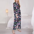 thumbnail image 3 of Saiise Floral Rabbit Pattern Women's Long-Sleeved Pajama Set Button Front Sleepwear with Pockets Lounge Set for Home Relax Nightwear-X-Large, 3 of 7
