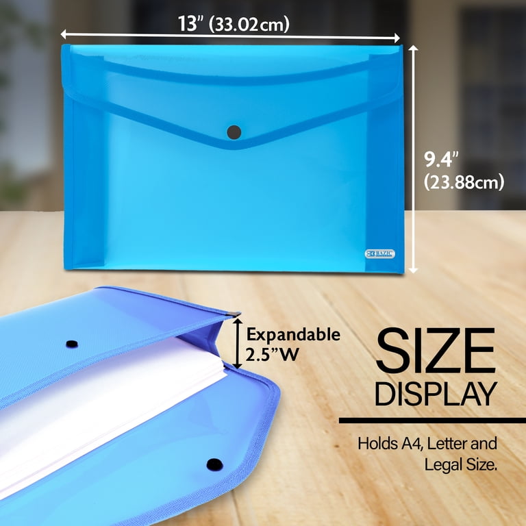 BAZIC Plastic File Folder, Letter Size Document Holder Envelopes