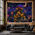 thumbnail image 6 of Mushroom House In Moonlit Forest Clearing, Whimsical Cottagecore Style for Mushroom Lovers, Fantasy Wall Art, Housewarming Gift Tapestry Wall Hanging for Bedroom and Dorm, 6 of 7