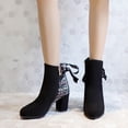 thumbnail image 4 of Fesfesfes Fall Boots Women Solid Splicing Bandage Retro High Heel Round Boots Shoes US:4.5(35), 4 of 9