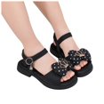 thumbnail image 3 of LUOGENLI Slippers Girls Slippers Size 13-1 Big Kid Children Shoes Thick Heel Sandals Open Toe Fashion Cute Pearl Lace Princess Sandals Girls Slippers Size 10-12 Slippers for Girls Size 4-6 Black 28, 3 of 7