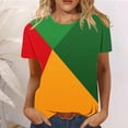 thumbnail image 2 of Tops de Manga Corta para las Mujeres de Ajuste Suelto, Día de la Independencia Negro Impreso, Cuello Redondo Suelto Superior, 2 of 5