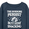 thumbnail image 3 of Instant Message - The Horrors Persist; Stay Snacking - Women's Lightweight Terry Long Sleeve Shirt, 3 of 6