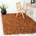thumbnail image 2 of SAFAVIEH Leather Dimitri Solid Shag Area Rug, Orange, 3' x 5', 2 of 8