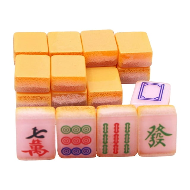 Colgante de llavero de Mahjong luminoso de 18 Uds., colgantes de llaves artesanales DIY, colgante de llavero de azulejos de Mahjong chinos de Naranja