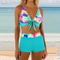 thumbnail image 2 of Womens Two Piece Swimsuit V Neck Push Up Bikini Set with Boyshorts Athletic Performance Swimwear for Swimming Pool and Beach, 2 of 8