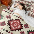 thumbnail image 5 of Manfei Tribal Aztec Abstract 7-Piece Bedding Comforter Set, Wheat Red Triangle King Bedding Sets, Retro Western Bohemian Theme Reversible Bed Sheets, Breathable Home Decor, 5 of 8