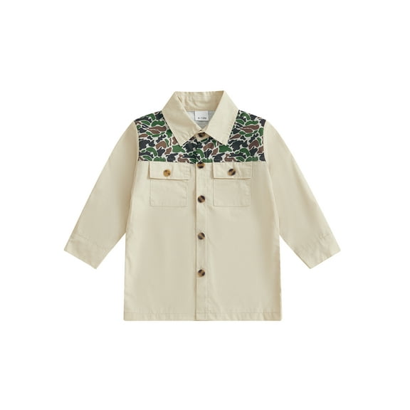 Rovasas Boys Shirt Long Sleeve Camouflage Button Closure Toddler Fall Tops