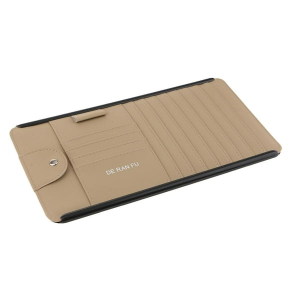 Tachiuwa Porte-Cartes de Visite Multifonction Boîte de Voiture Rangement CD Lunettes Clip Beige