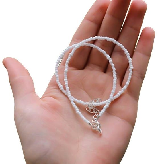Grandest Birch Simple Women Beaded Choker Necklace Summer Beach Jewelry Birthday Gift Porcelain White