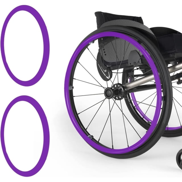 Silicone Wheelchair Push Rim Covers, 20/22/24inch 1 Pair Wheelchair Rear Wheel Push Ring Protective Cover, Non-slip Wear-Resistant Hand Push Cover, Cover for Improve Grip and Traction(Purple,24in)