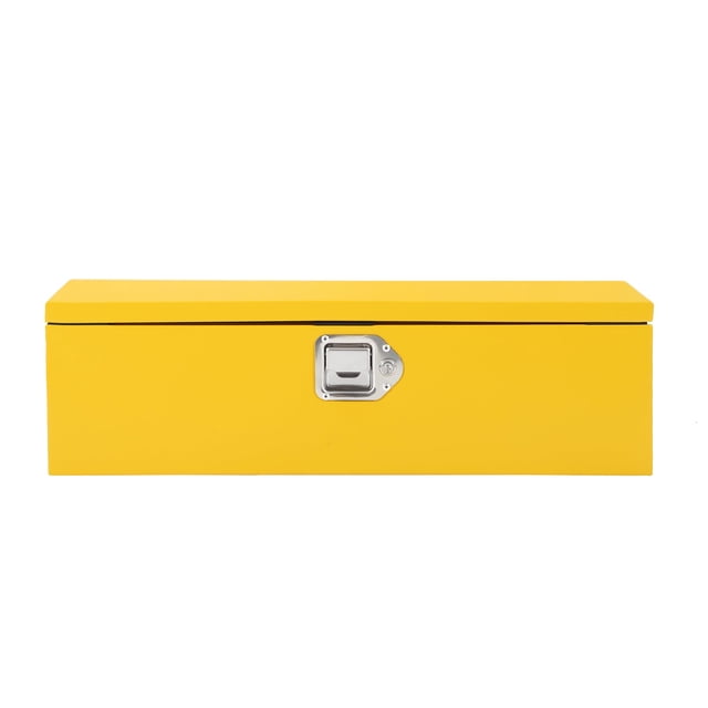 Kojooin Heavy Duty Steel Truck Bed Tool Box, Powder-Coated Diamond Plate Storage Chest with Side Handle and Lock for Pickup or RV