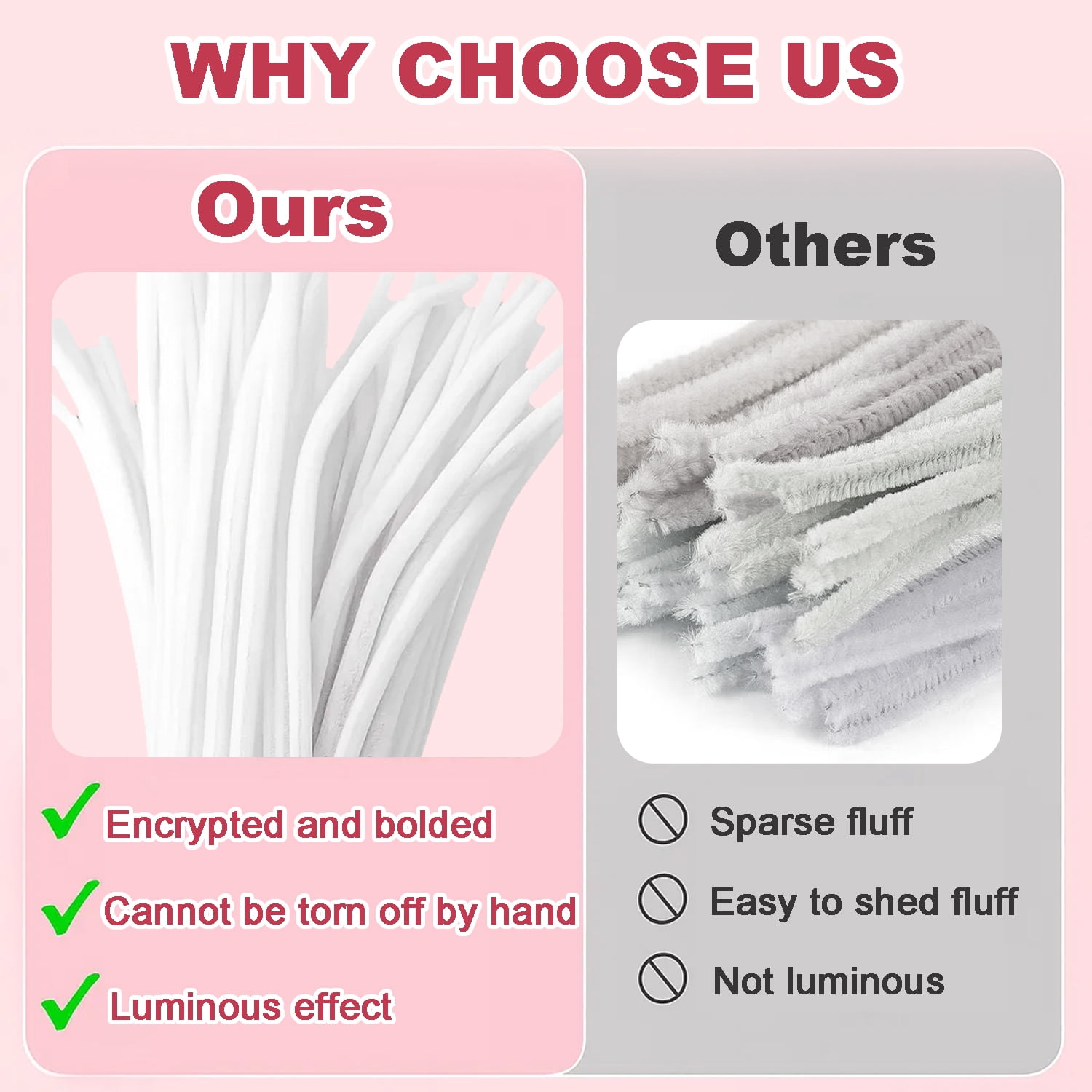 100PCS Glow in The Dark Pipe Cleaners Luminous Pipe Cleaners DIY Art Supplies and Craft Projects Creative Gift