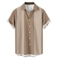 thumbnail image 5 of Hfnxid Mens Summer Button Down Shirt Big and Tall Short Sleeve Shirts Color Block Work Tshirt Summer Cuba Beach Tee, 5 of 7