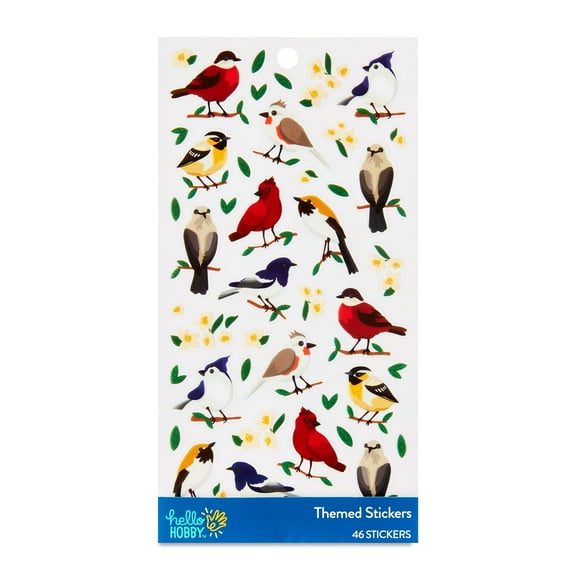 Hello Hobby Birds Themed Stickers – Multicolor, 46 Count
