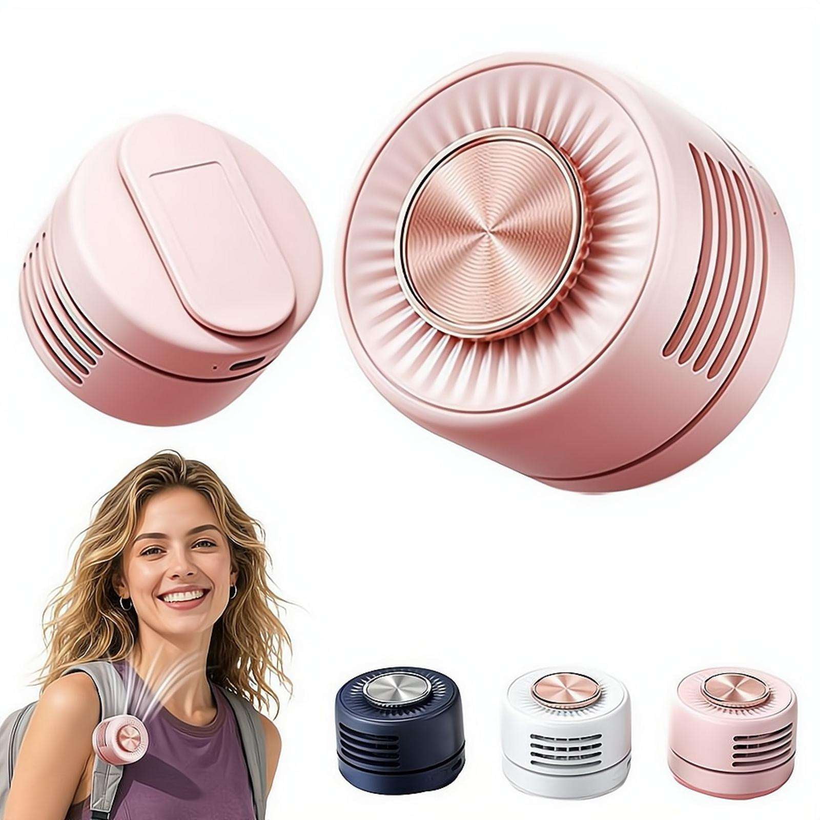 Mini Bladeless Clip Fan 3 Speeds USB Rechargeable, Wearable Personal Fan for Hat Collar Backpack Waist, Silent Cooling for Summer Travel Office Outdoor