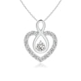 thumbnail image 1 of Angara Natural Diamond Necklace - Diamond Heart Pendant with Infinity Loop in Platinum for Women, 1 of 8
