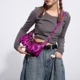 thumbnail image 2 of Bolso de hombro para mujer, estilo punk, con remaches, de piel sintética, con forma de media luna, estilo Y2k, para debajo del brazo, para motocicleta, color rosa y rojo, 2 of 5