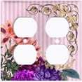 thumbnail image 3 of Metal Light Switch Plate Outlet Cover Elegant Pink Floral Striped Damask FLW075, 3 of 13