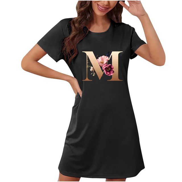 COM1950s Shorts pour Femmes, Chemises à Manches Courtes pour Femmes, Chemise de Nuit Courte Surdimensionnée Mode Imprimé Poitrine Manches Courtes, Chemises à Manches Courtes pour Femmes