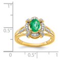 thumbnail image 3 of 14K Yellow Gold Ring Band Gemstone Emerald Oval Green Diamond Round, 3 of 3